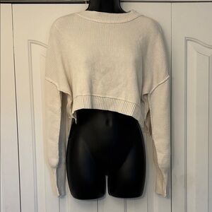 Pink Rose Crew Neck Sweater Blizzard White Women Size XS